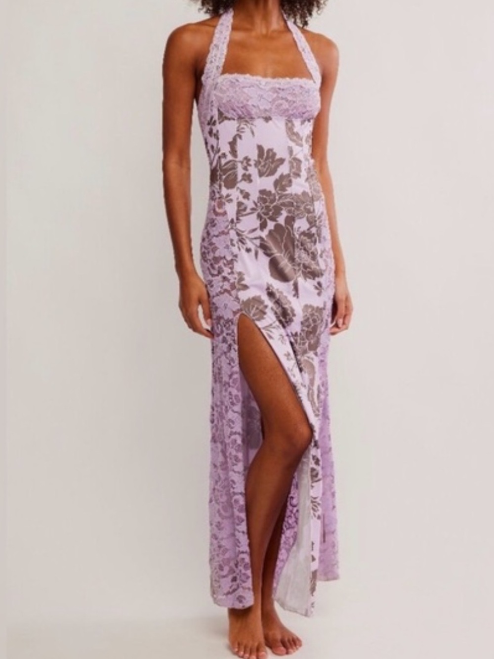 Free people NWT love you most floral lace maxi halter slip dress sz s